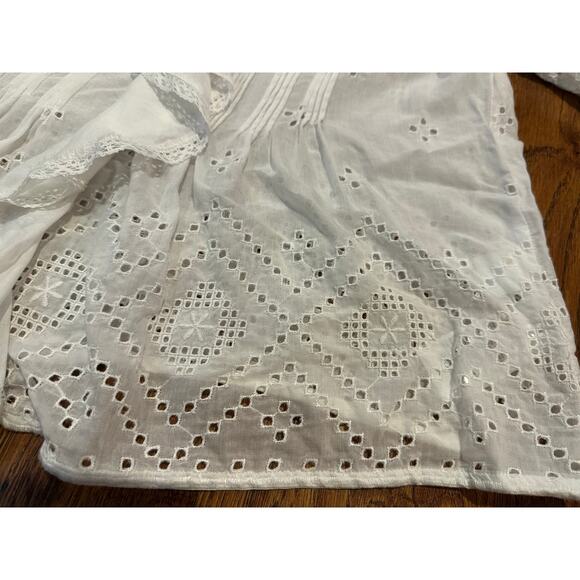 Madewell Women's Pintuck Ruffle Puff Sleeve Cotton Top – White – Size Small - Picture 3 of 8